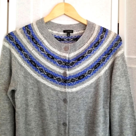 Talbots Fair Isle cardigan sweater wool - Picture 2 of 6